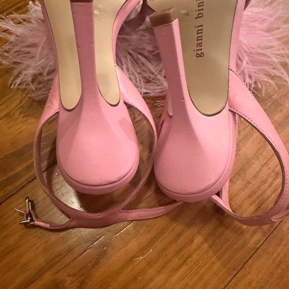 Gianni Bini Pink Feathered Heels - Picture 5 of 5